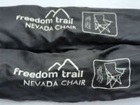 Folding camping chairs.