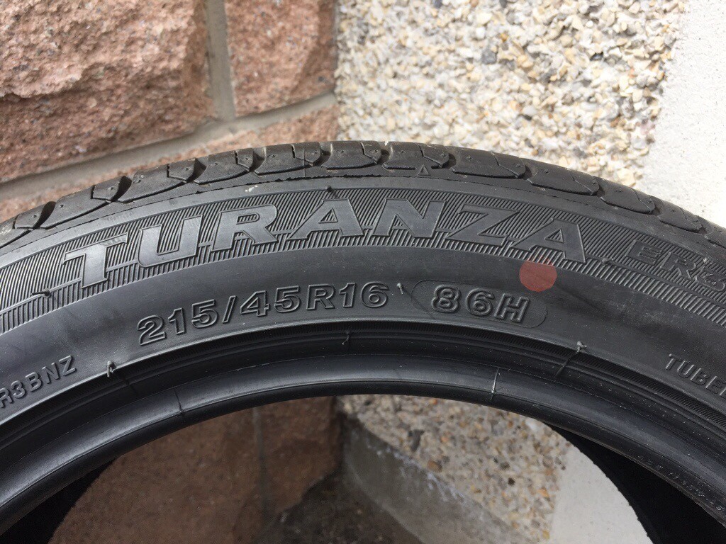 2 x 215/45/R16 Bridgestone Tyres | in Westhill, Aberdeenshire | Gumtree