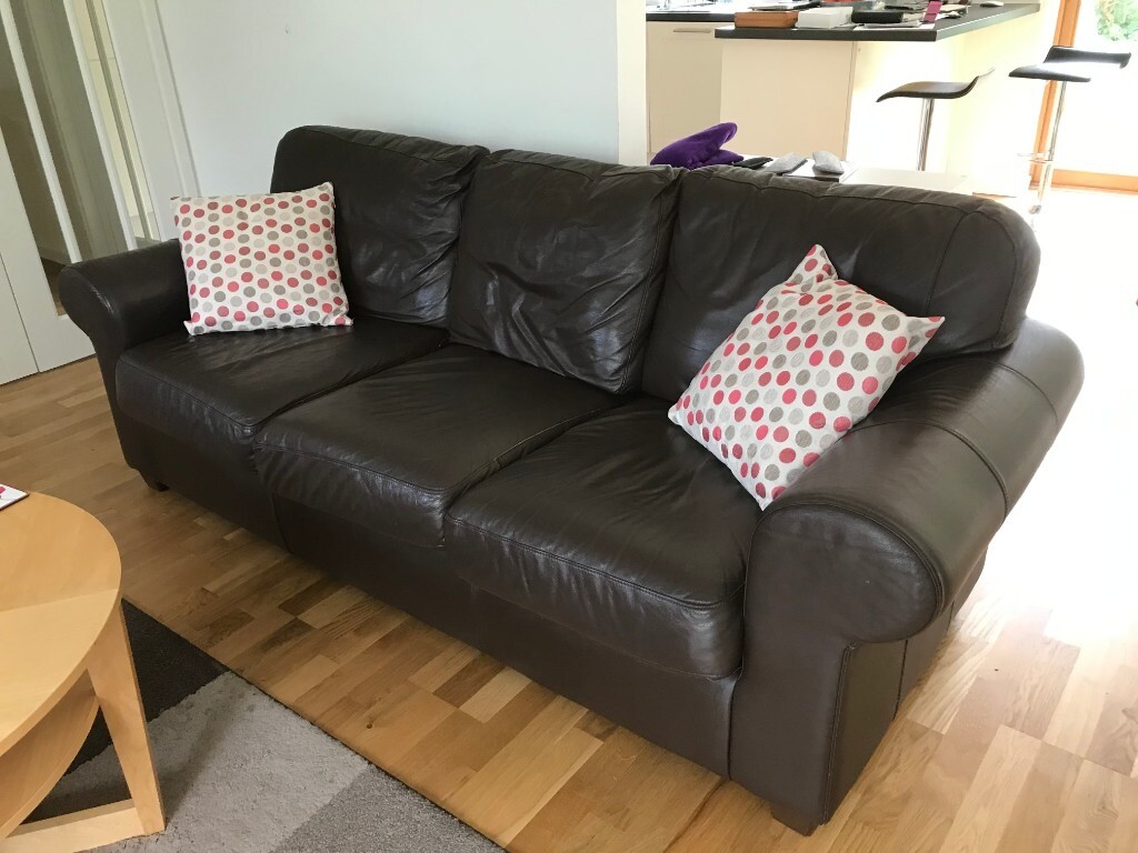 3 Seater Ikea Brown Leather sofa. in Kingsbridge, Devon Gumtree