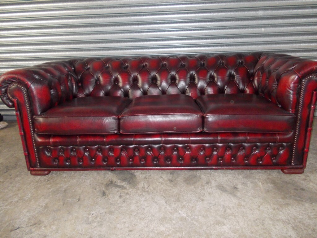 Oxblood Leather Chesterfield 3seater Sofa (Suite) in Belfast City