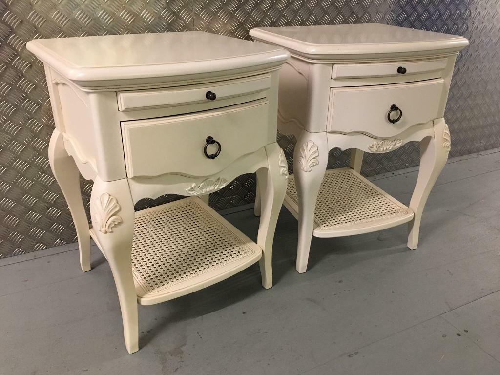 Pair John Lewis Mirabelle French Shabby Chic Bedside Cabinets