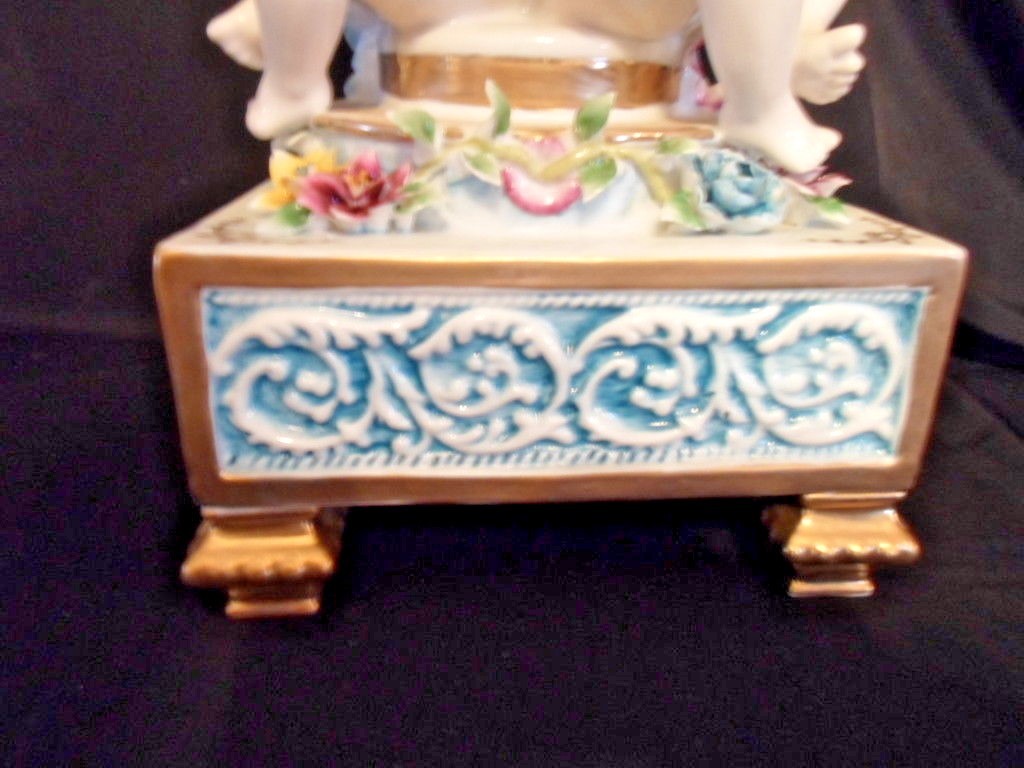 Antique Richard Klemm Dresden Porcelain Cherub Centerpeice Pedestal Bowl