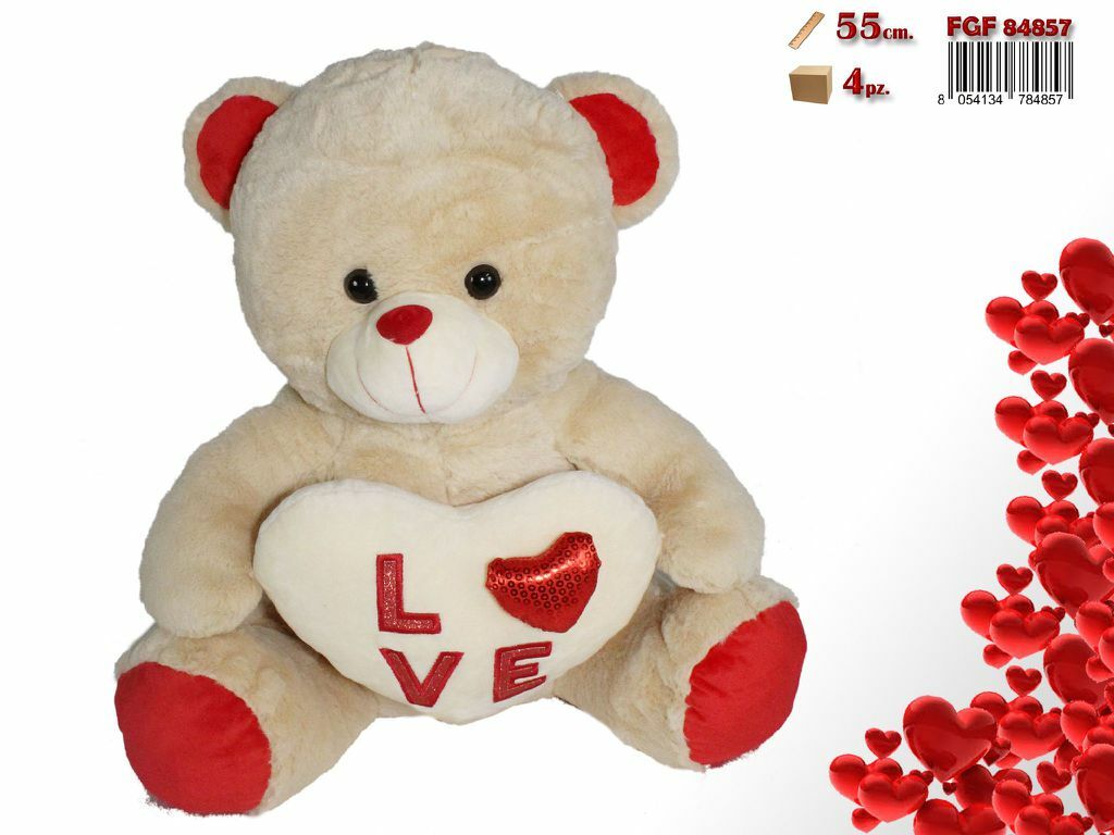 Peluche Pupazzo Orso Con Cuore Love 55cm dfh