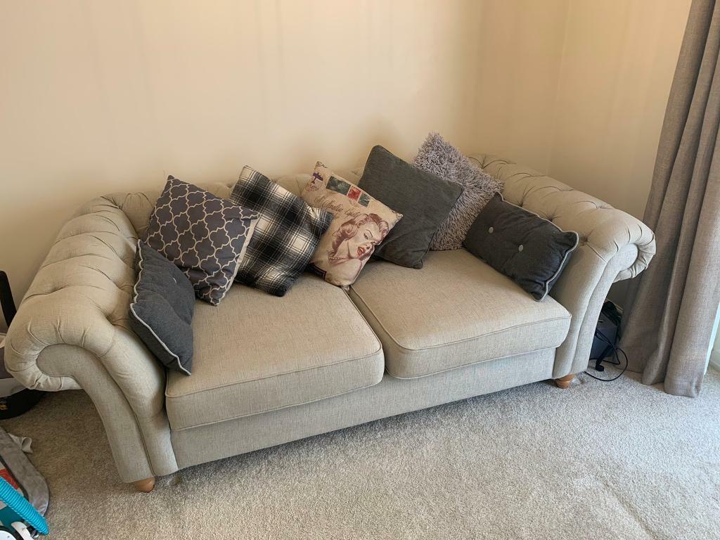 Next Chesterfield Gosford 3 seater sofa in Silver/grey in Diss