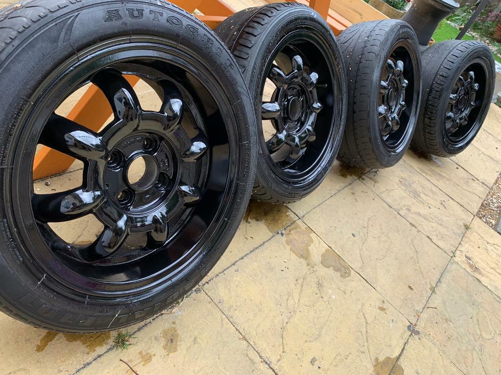 4x100 15” Dished MAS Minilite style Black JDM Wheel Alloys 7J ET28 MX5 Honda in Southampton