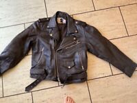 Womens black leather biker jacket - size medium £20