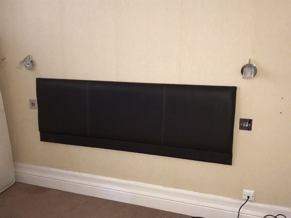 Brown faux leather wall mounted headboard double king several available in Wirral, Merseyside