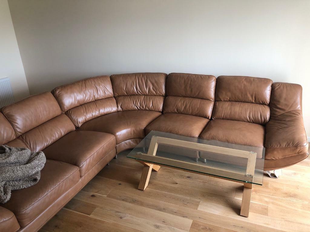 Italian leather 17ft couch and swivel chair | in Prestwick, South