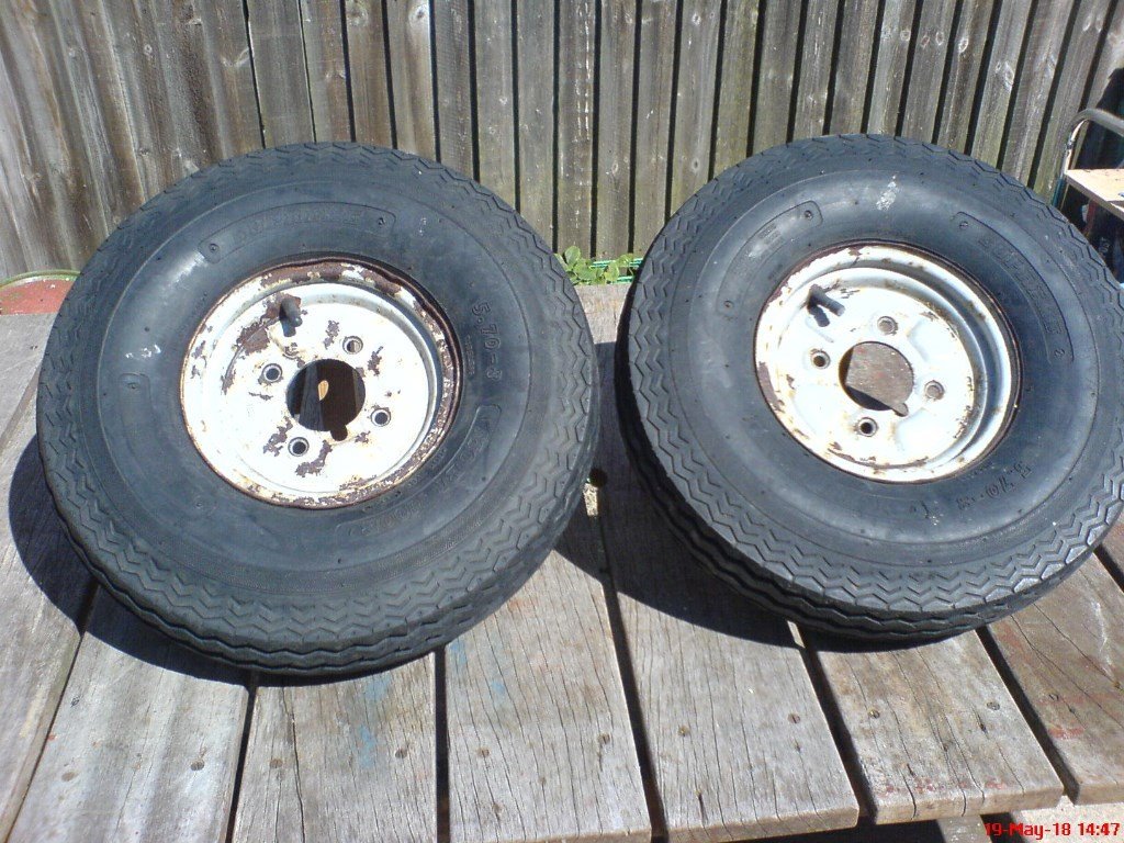 TRAILER TOWING DOLLY WHEELS Pair of 5.708 TYRES HIGH LOAD 1100 Kg