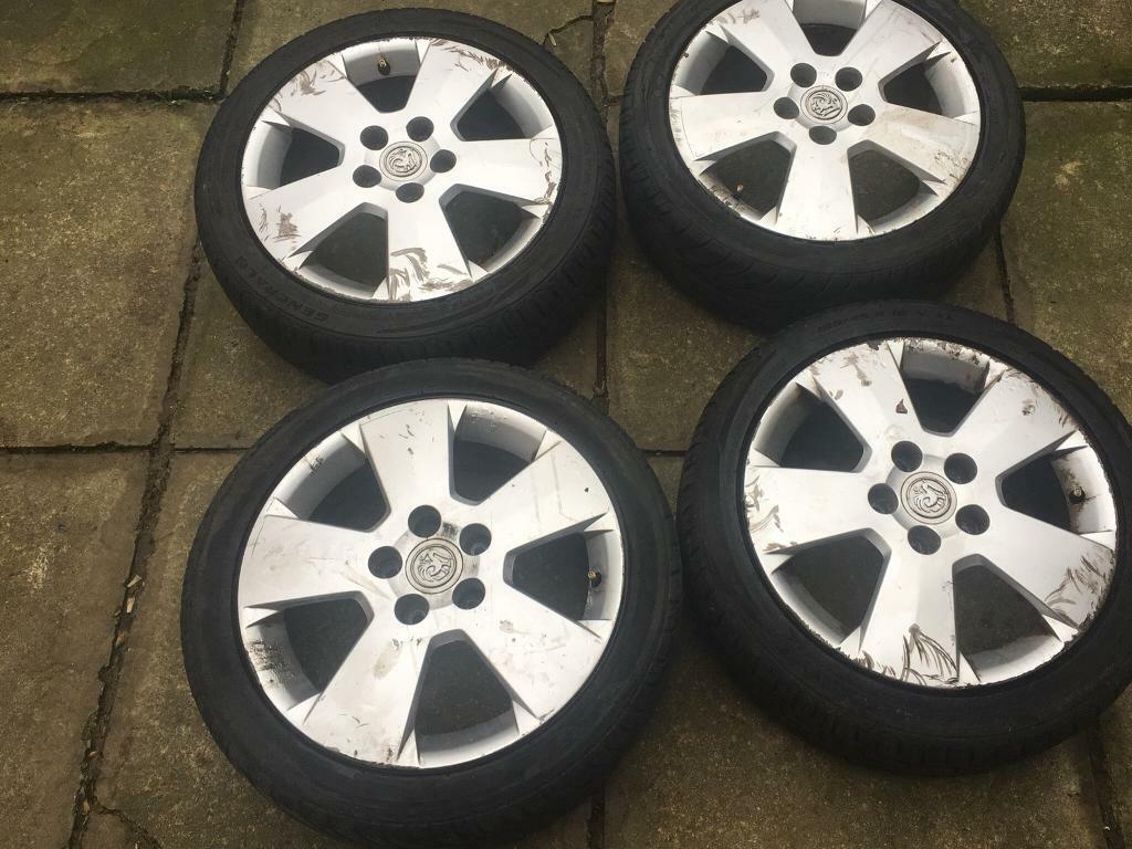 SET OF 4 VAUXHALL ALLOY WHEELS AND TYRES 5 STUD CORSA / ASTRA