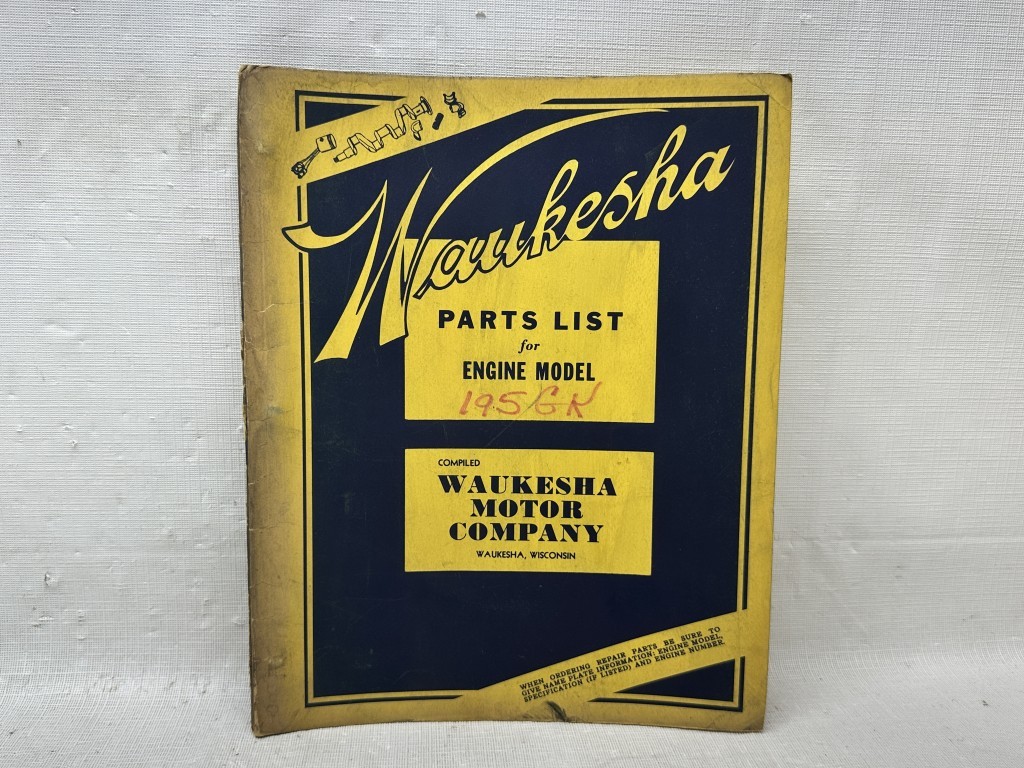 Waukesha ORIGINAL Engine Parts List for Model 195 GK
