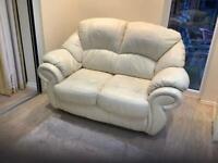 Cream leather sofa and chair 