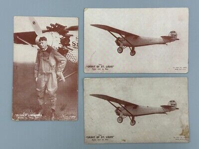 1930s Penny ARCADE CARD Airplane CHARLES LINDBERGH Spirit of St Louis Flight