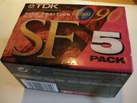 TDK SF90 x 5 Pack Chrome Blank Audio Cassette Tapes BNIP 