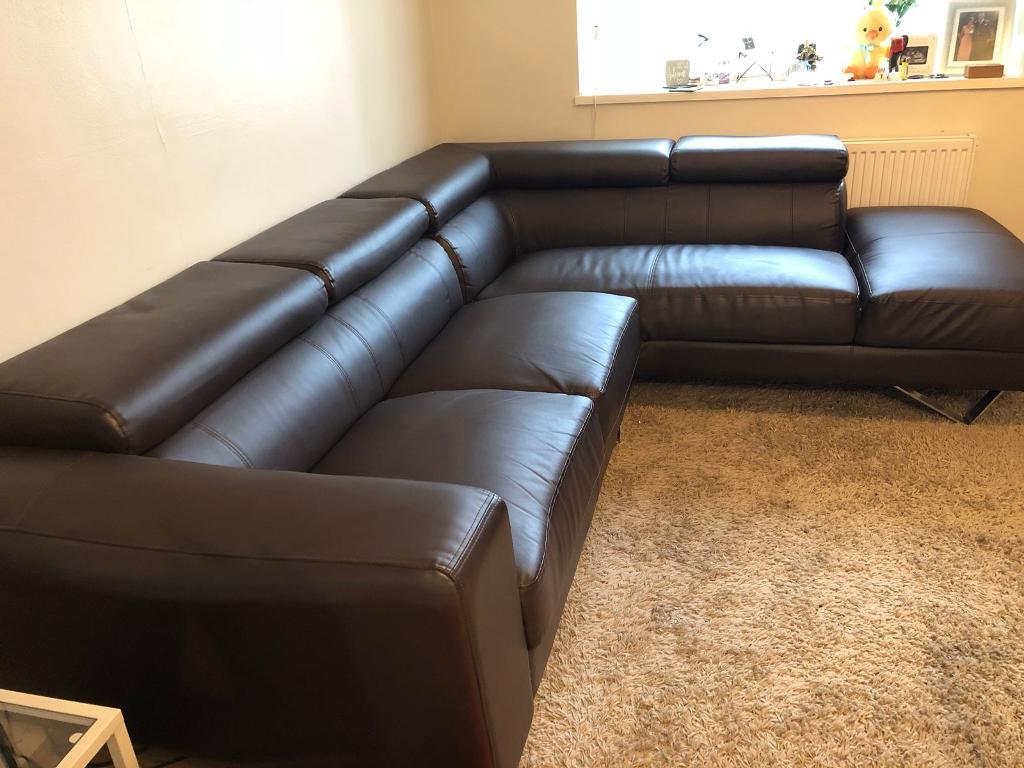 Brown Leather Left Hand Corner Sofa Needs to be sold this week! in