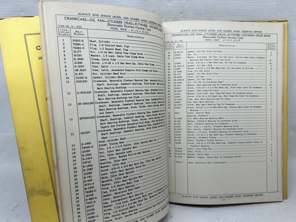 Waukesha ORIGINAL Engine Parts List for Model 6MZR