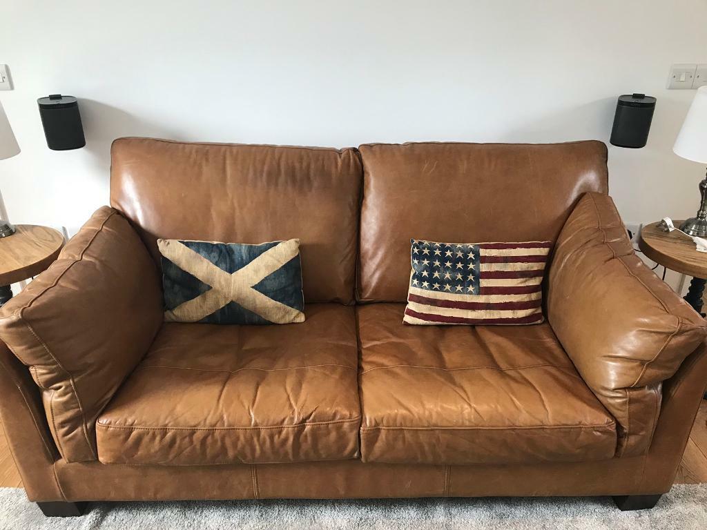 Halo Gable Vintage Tan Leather Sofa In Perth Perth And Kinross