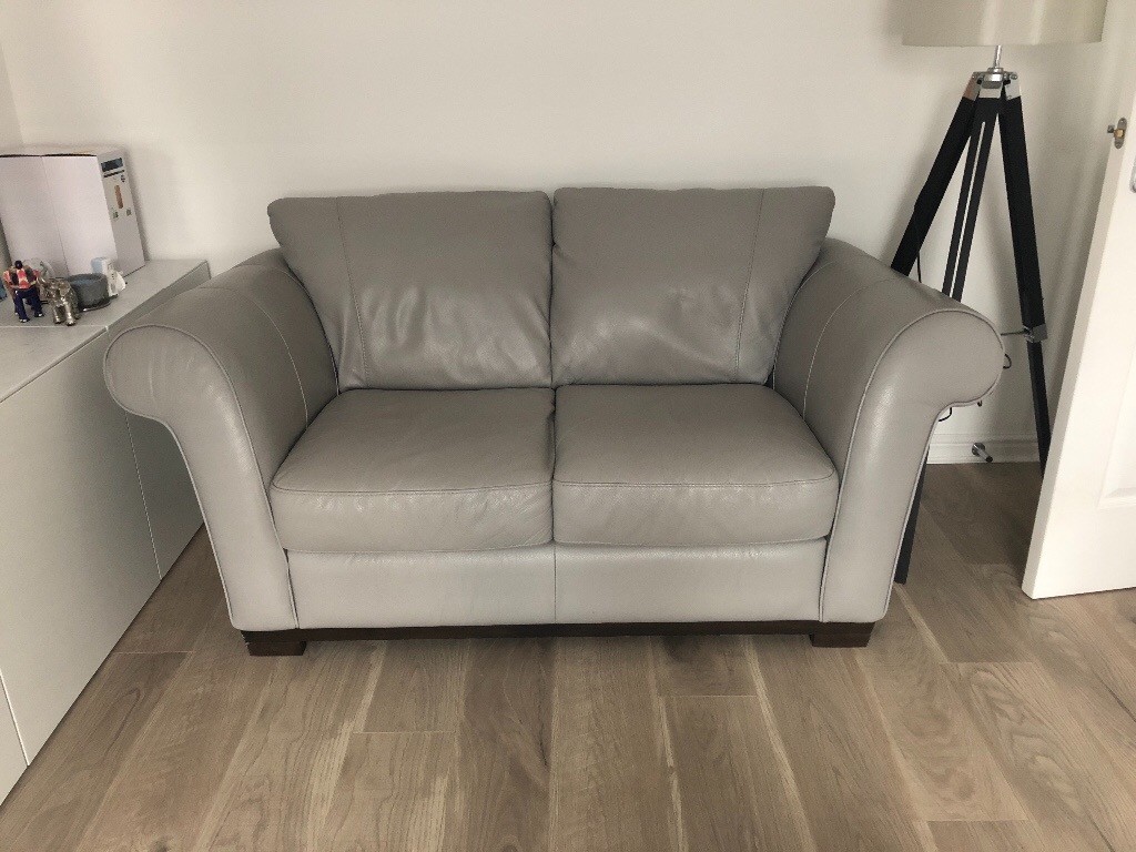 2x light grey leather 2 seat sofas (like new) in Glasgow Gumtree