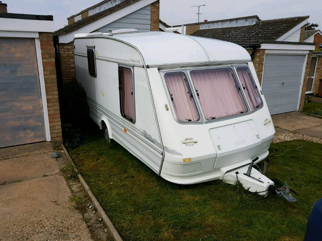 2 berth touring caravan end bathroom corner sofa  in 