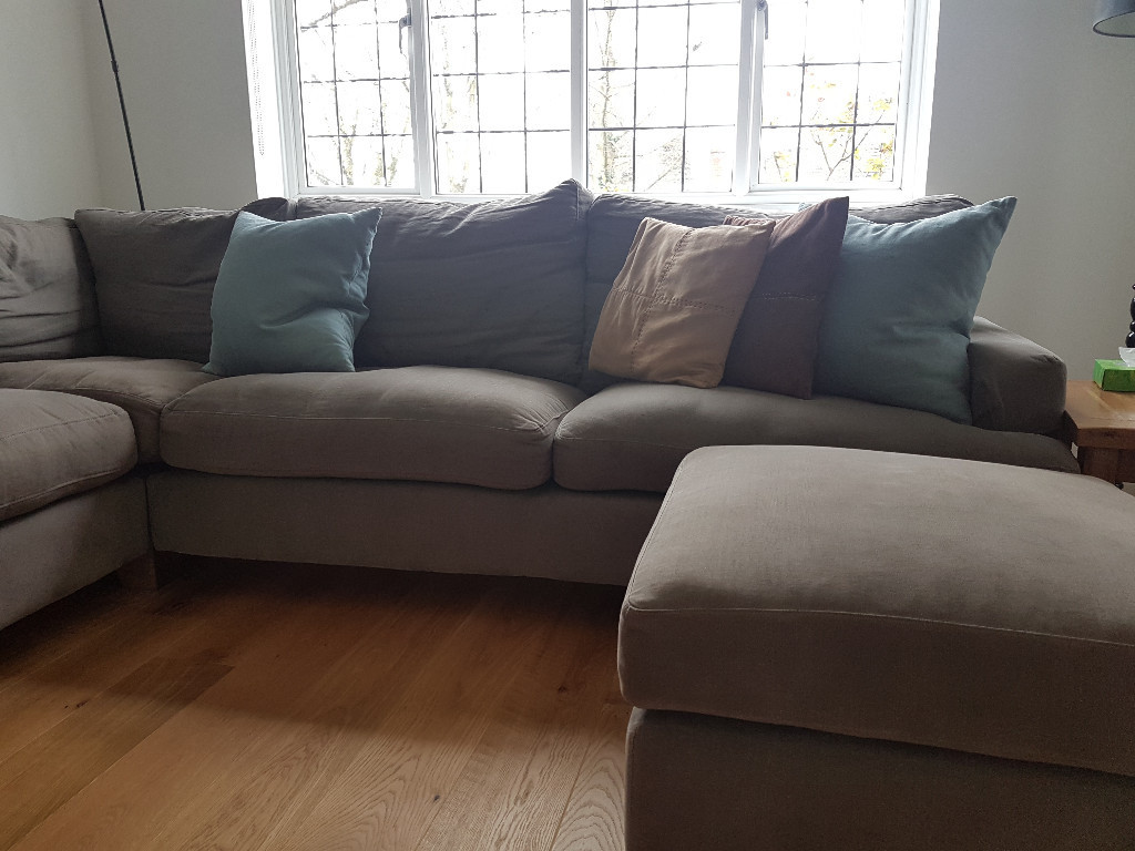 Luxury designer corner sofa. In beautiful brushed cotton. in Cobham