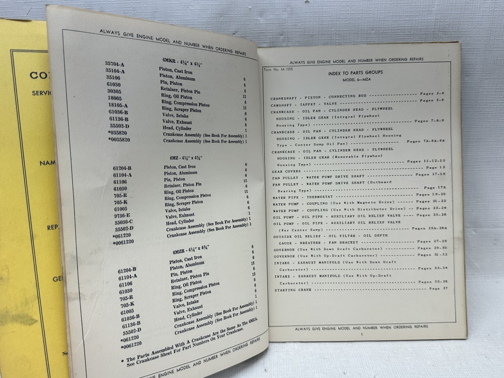 Waukesha ORIGINAL Engine Parts List for Model 6MZR