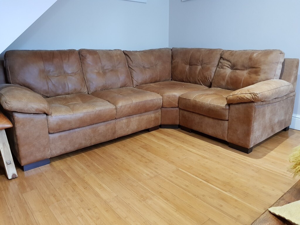 Light Tan Leather Corner Sofa By dfs in Burnley, Lancashire Gumtree