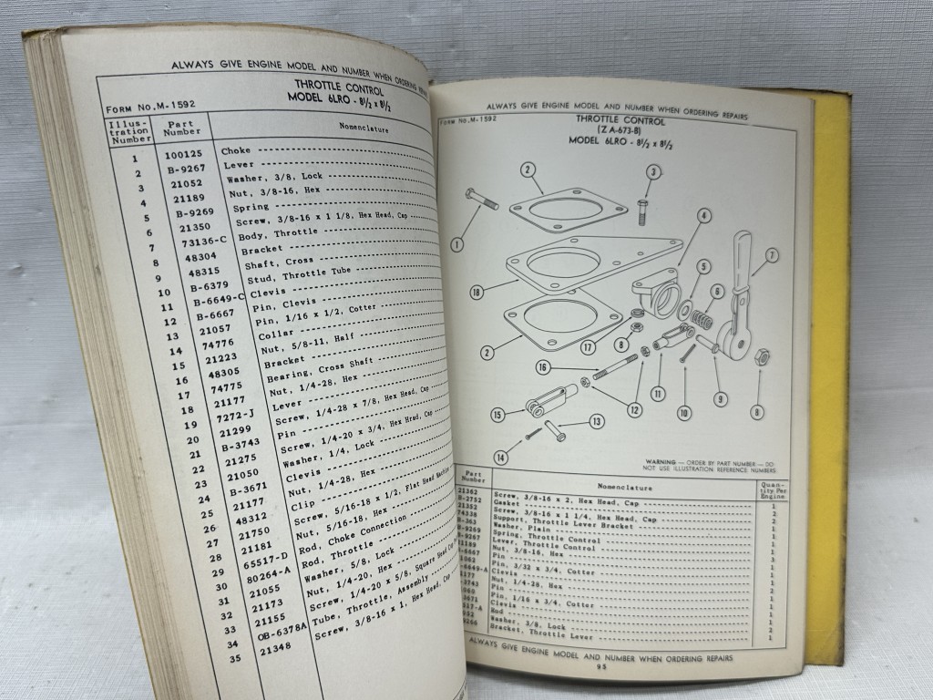 Waukesha ORIGINAL Engine Parts List for Model 6LRO