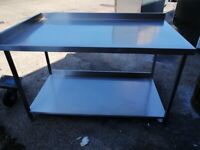 Stainless steel 2 step table work top work bench heavy duty commercial 148 cm 
