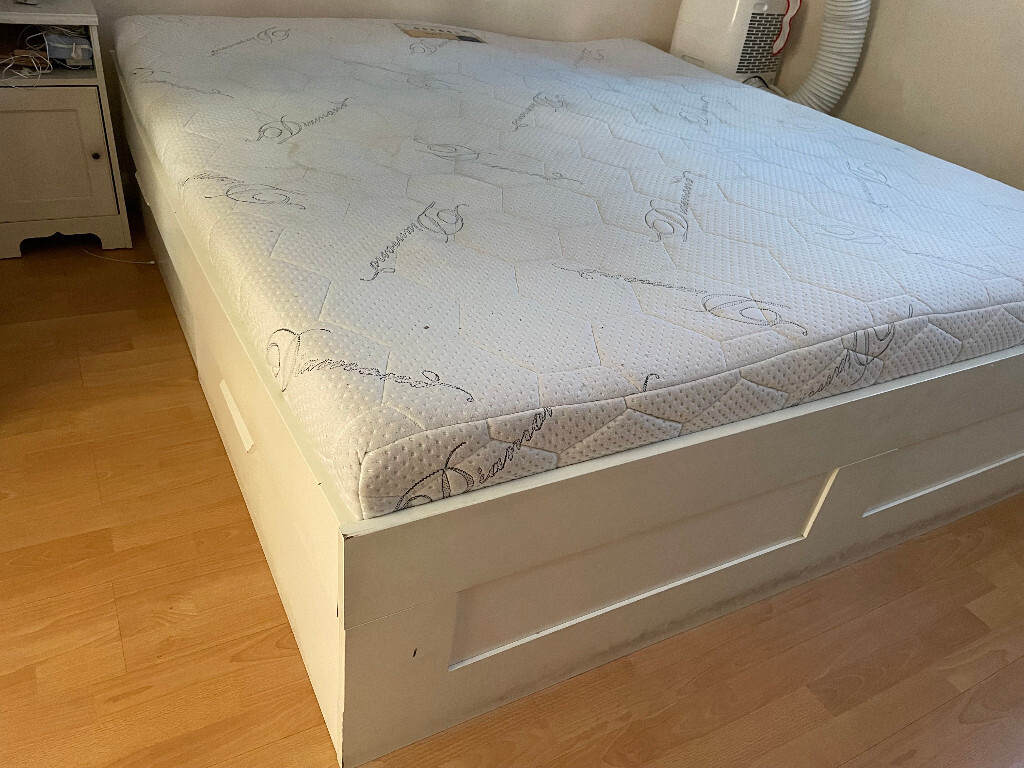 BRIMNES IKEA SUPER KING SIZE BED FRAME WITH MATTRESSES MEMORY FORM in