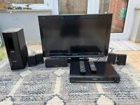 32 in panasonic LCD tv+dvd player+6 speaker home theatre sound system 