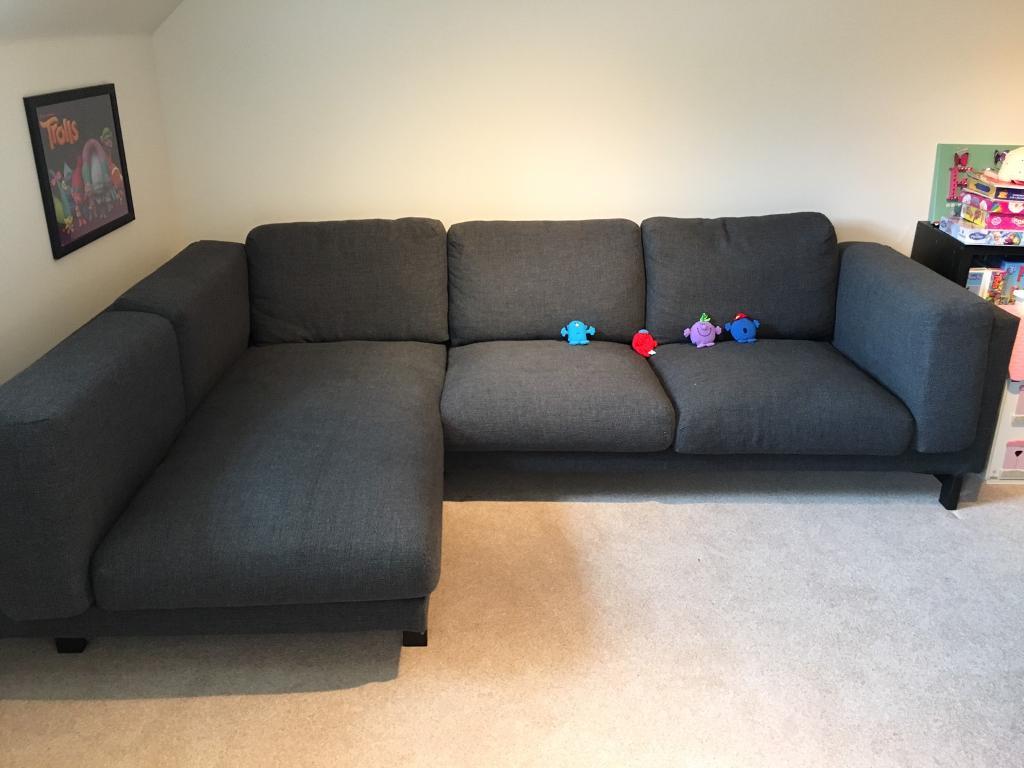 IKEA Nockeby Sofa W Chaise Longue Dark Grey In Pathhead