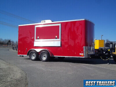 7x16 enclosed concession vending trailer finsiehd w sinks cabinets AC electrical