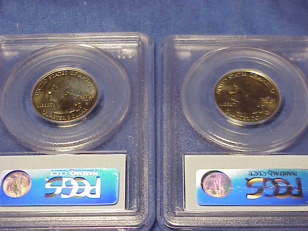 PCGS MS 63 Wisconsin High Low Leaf Error Quarters Set   Excellent Buy !!