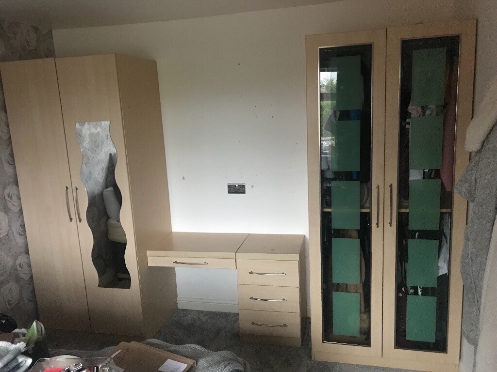 2 Double Wardrobes 4 Chest Of Drawers Desk Storage Box 2 Bridge