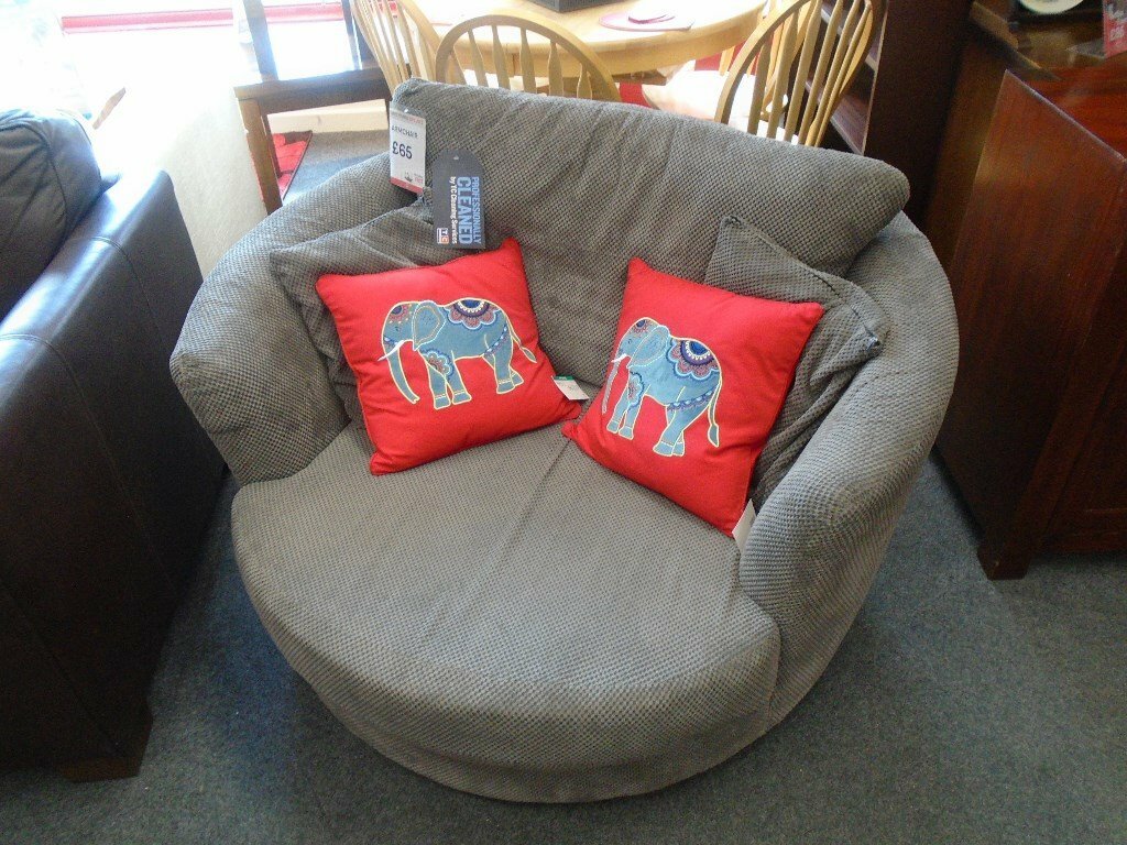 BHF Grey Fabric Large Cuddle Chair in Worksop, Nottinghamshire