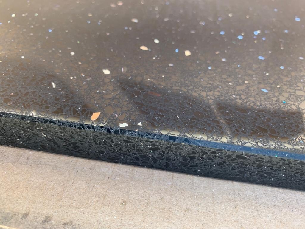 chipped quartz worktop