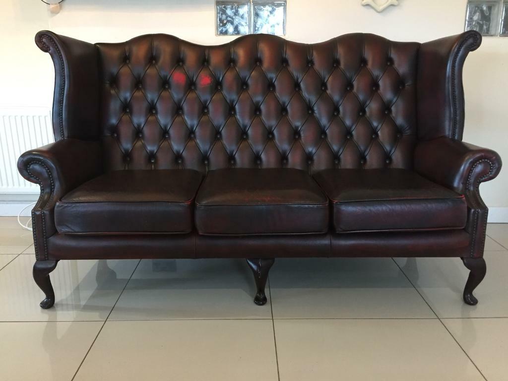 STUNNING 3 SEATER CHESTERFIELD QUEEN ANNE SOFA IN OXBLOOD LEATHER in Benfleet, Essex Gumtree
