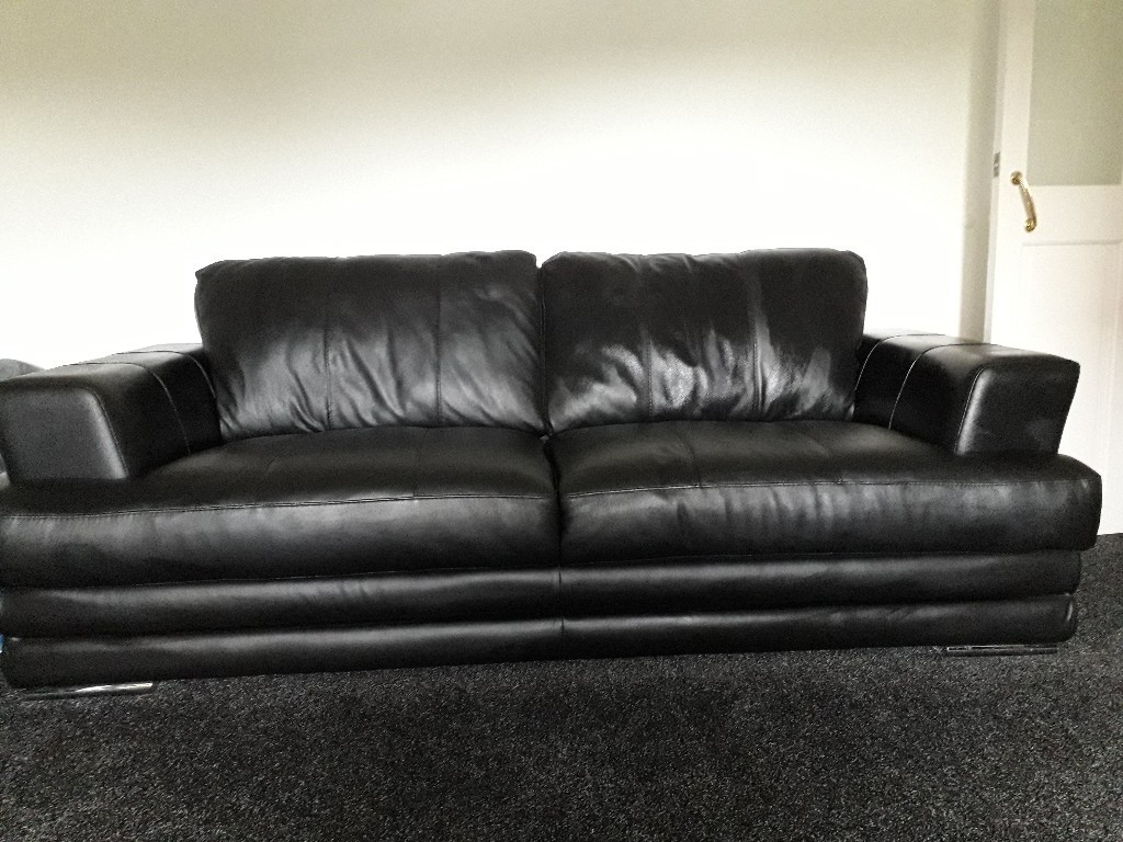 2 x 4 seater black leather sofas in Bearsden, Glasgow Gumtree