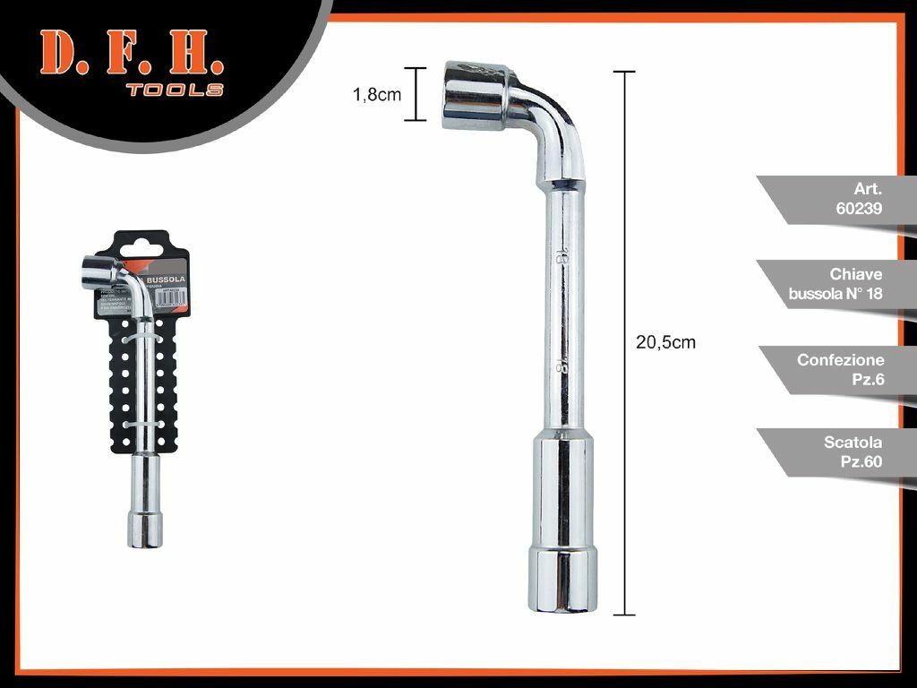 Chiave A Bussola A Pipa Bocca Esagonale Cromo Vanadio Acciaio 18mm dfh