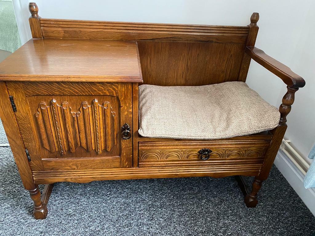 Old fashioned telephone table in SuttoninAshfield, Nottinghamshire