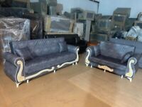 Delivery Free Brand New 3 Seater Plush Velvet & Fabric Sofa Beds