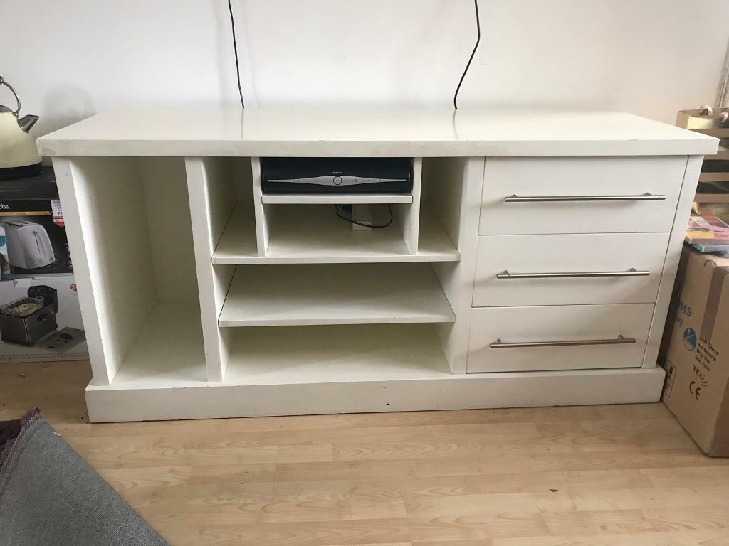 white solid wood tv unit
