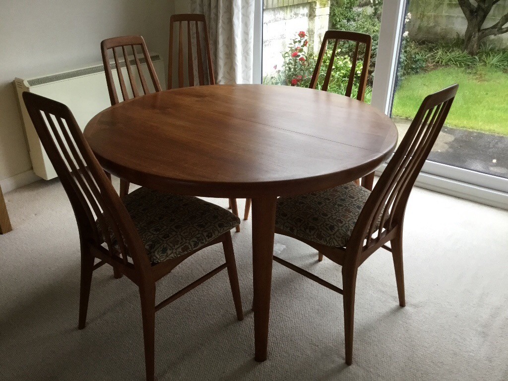 Danish Teak circular dining room table and 5 chairs | in Newquay, Cornwall | Gumtree