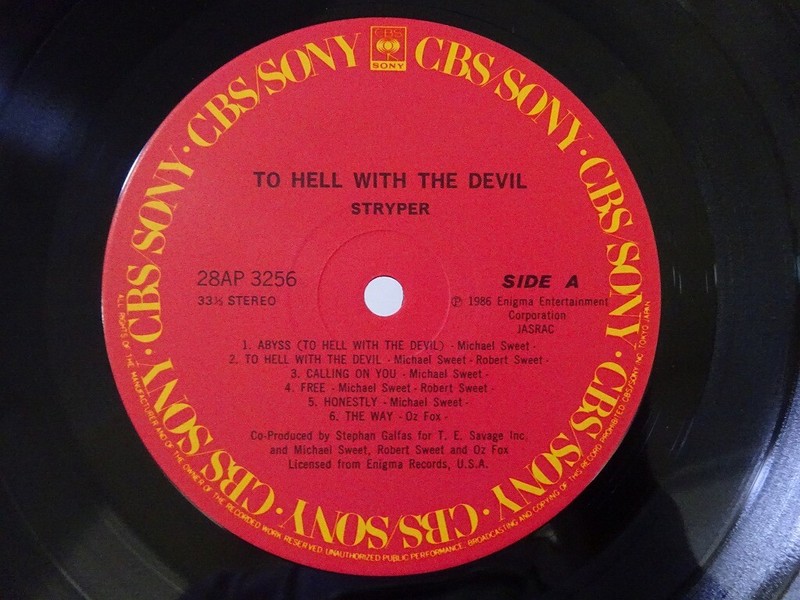 Stryper To Hell With The Devil CBS/Sony 28AP 3256 Japan