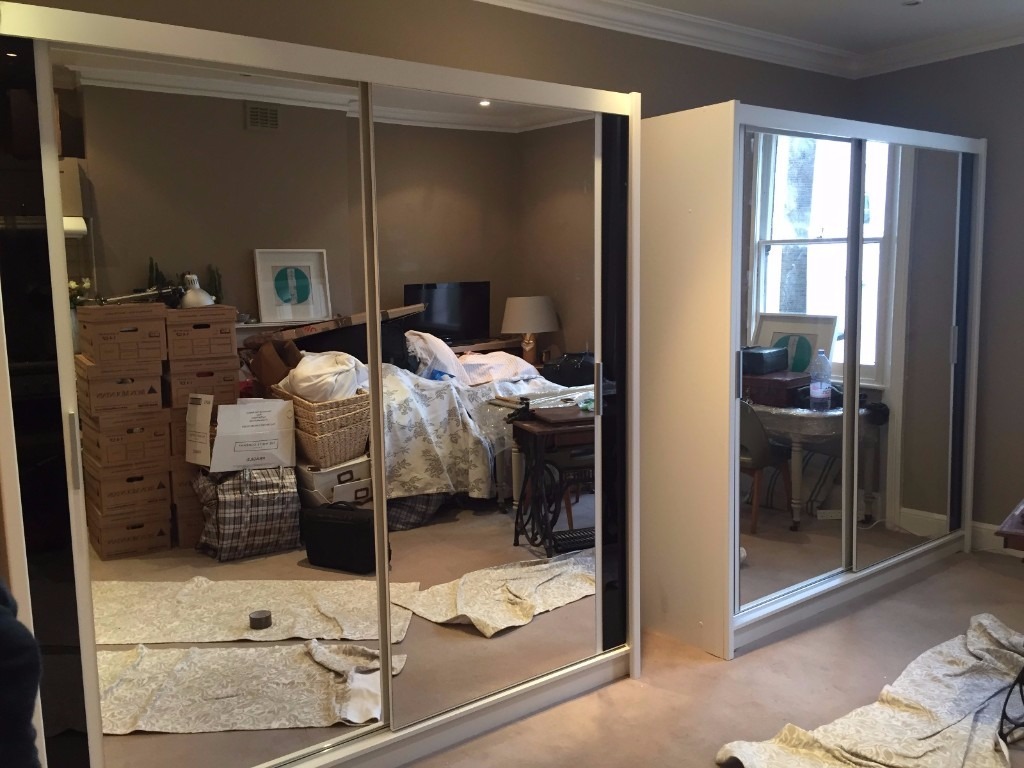 Full Length Mirror Sliding Doors Wardrobe German Import 180cm
