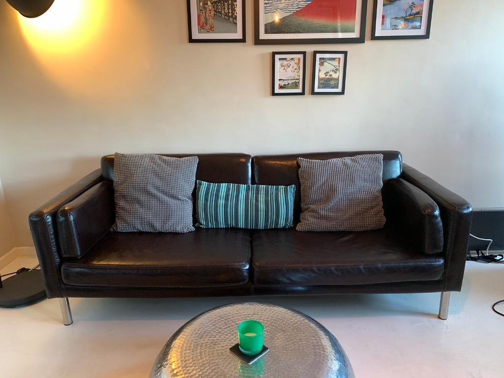  IKEA  S ter  Dark Brown Faux Leather Sofa in Tooting 