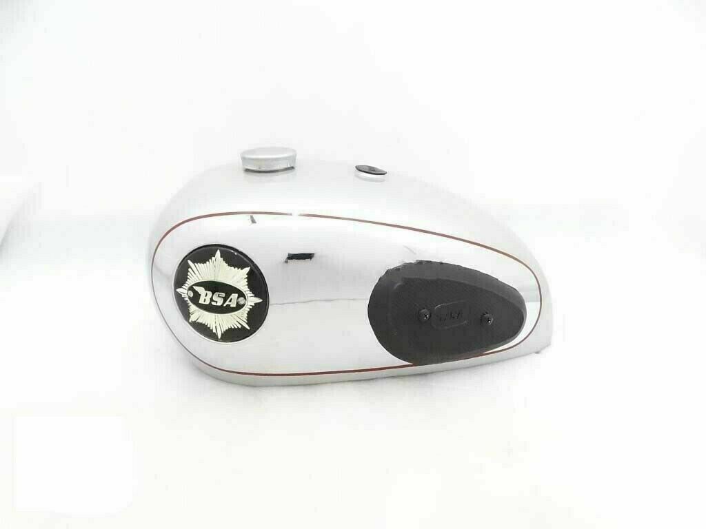 For BSA A7 Shooting Star Gas Fuel Petrol Tank Chrome Plated with Cap Badge Tap & Knee pad
