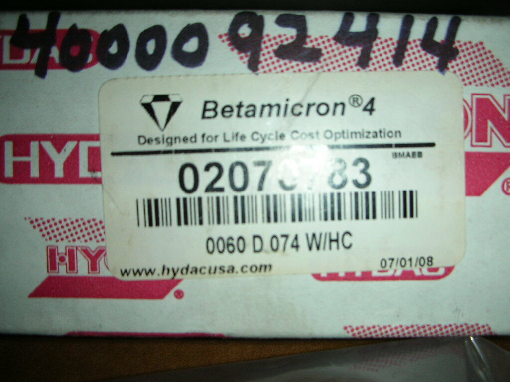 HYDAC HYCON 02070783 2062393 0060D074W/HC BETAMICRON 4 FILTER ELEMENT USA NOS!!