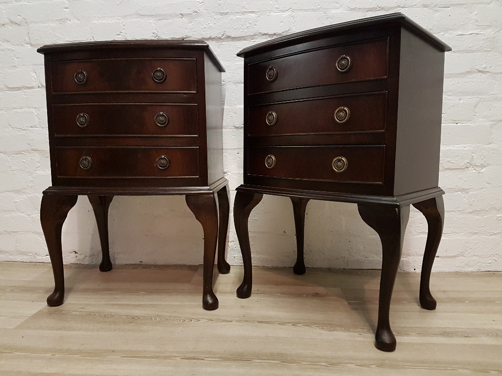 Pair Of Mahogany Queen Anne Style Bedside (DELIVERY AVAILABLE
