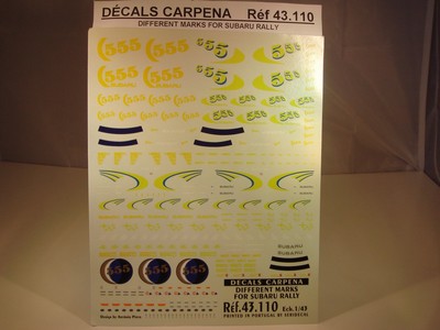 DECALS 1/43 DIFFERENTS MARQUAGES POUR SUBARU RALLY CARPENA 43110